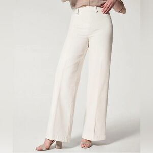 Spanx Seamed Front Wide Leg Jean in Ecru